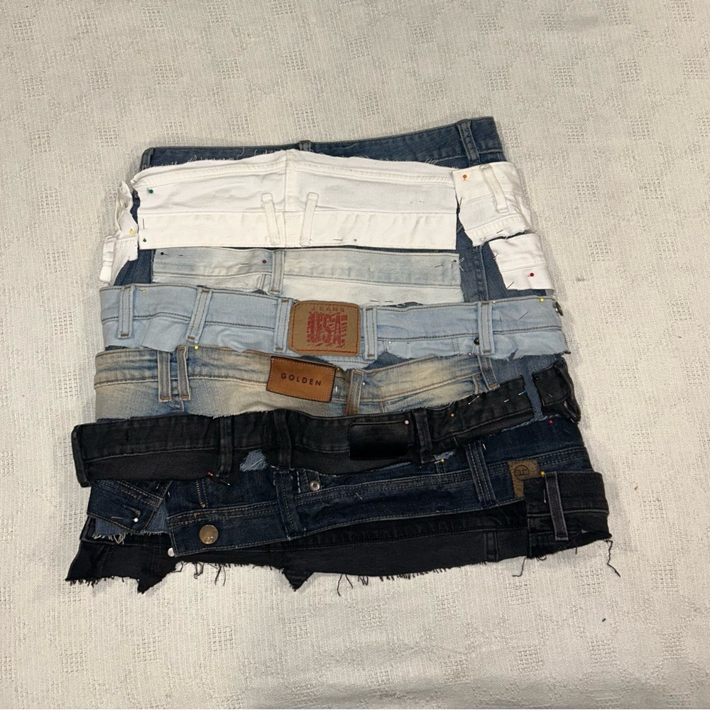 Strap Denim Skirt - Custom Made (available in multiple colors + sizes)